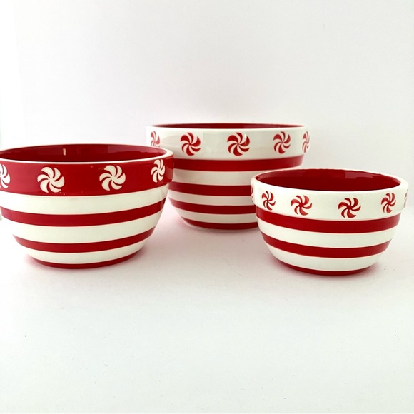 Terramoto Ceramic 3 Piece Mixing Bowl Set (Peppermint) - Picture 3 of 14